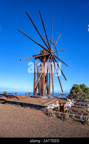 Windmühle, Las Tricias, Garafía, La Palma, Kanarische Inseln, Spanien, Europa. Mühle zum Mahlen gofio verwendet. Stockfoto