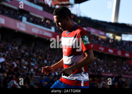 Granada, Spanien. 28 Sep, 2019. Granada CF Player Montoro in Aktion während der Liga Santander Match zwischen Granada CF und Leganés. (Final Score: Granada CF 1:0 Leganes) Credit: SOPA Images Limited/Alamy leben Nachrichten Stockfoto