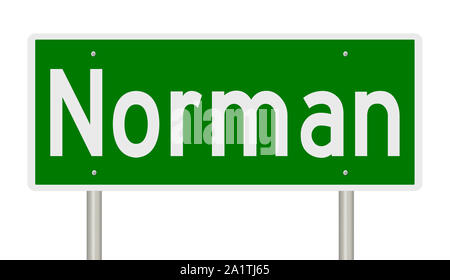 Rendering von einem grünen Hinweisschild für Norman Oklahoma Stockfoto