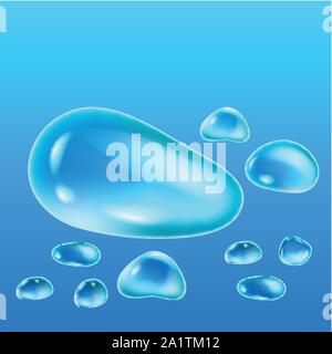 Hintergrund mit Wassertropfen von unterschiedlichen Formen. Vector Illustration. Stock Vektor