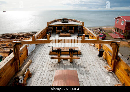 Deck der Alten hölzernen Schiff Stockfoto