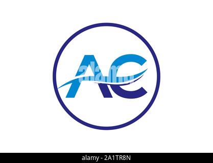 A&C schreiben Logo mit Wasser Welle Stock Vektor