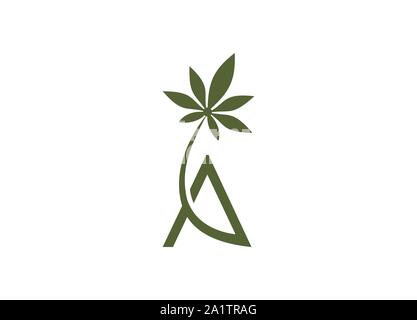 Eine mit Blatt logo, Marihuana Logo Design Stock Vektor