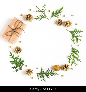 Weihnachten Komposition. Flach, Ansicht von oben, mockup. Stockfoto