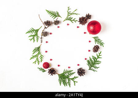 Weihnachten Komposition. Flach, Ansicht von oben, mockup. Stockfoto