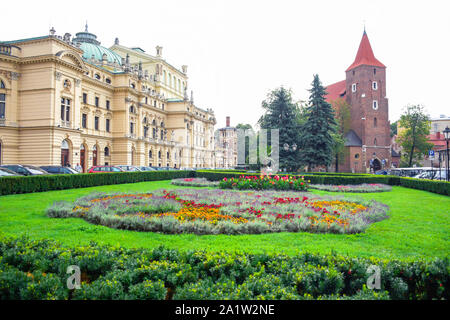 Juliusz Slowacki Theater, einem Gebäude aus dem 19. Jahrhundert Eclectic Theatre - Opera House im Herzen von Krakau, Polen Stockfoto