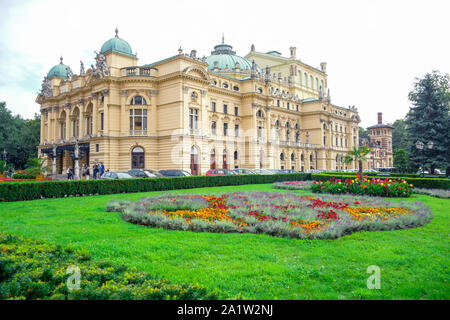 Juliusz Slowacki Theater, einem Gebäude aus dem 19. Jahrhundert Eclectic Theatre - Opera House im Herzen von Krakau, Polen Stockfoto