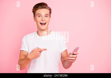 Closeup Foto Studio Portrait von Lustig humorvoll nett schöne Deli Stockfoto