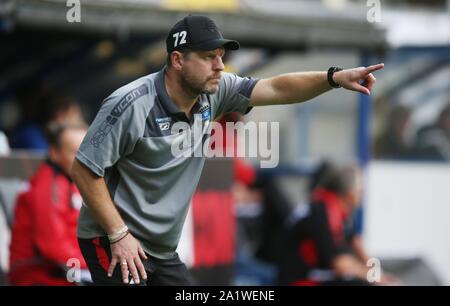 Paderborn, Deutschland. 28 Sep, 2019. firo: 28.09.2019 Fußball, 2019/2020 1. Bundesliga: SC Paderborn - FC Bayern München, 2:3 Geste, Steffen Baumgart | Verwendung der weltweiten Kredit: dpa/Alamy leben Nachrichten Stockfoto