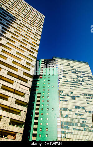 Moderne Architektur Gebäude in Wien Österreich Europa Metall, Glas und Beton. Stockfoto