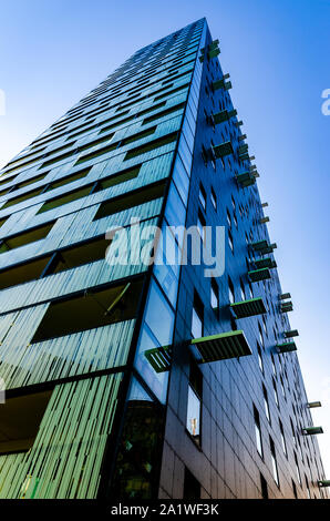 Moderne Architektur Gebäude in Wien Österreich Europa Metall, Glas und Beton. Stockfoto