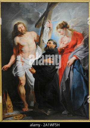 Peter Paul Rubens (1577-1640). Flämische Maler. Der hl. Augustinus zwischen Christus und Maria, ca. 1615. San Fernando Königliche Akademie der Schönen Künste in Madrid. Spanien. Stockfoto