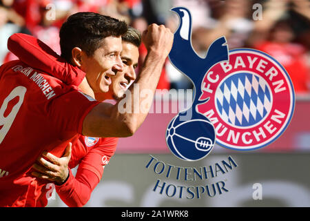 München, Deutschland. 01 Okt, 2019. PHOTOMOTICS: Vorschau für die CL Match Tottenham Hotspur - FC Bayern München. Der neue Traum duo Robert Lewandowski (FC Bayern München) und Philippe COUTINHO (FC Bayern München) Treffen in London (Tottenham Hotspur). Fussball, Champions League, Gruppenphase, 2. Spieltag DFL-Bestimmungen verbieten die Verwendung von Fotografien als BILDSEQUENZEN UND/ODER QUASI-VIDEO. € | Nutzung der weltweiten Kredit: dpa/Alamy leben Nachrichten Stockfoto