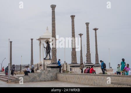 Pondicherry/Indien - 3. September 2019: Höchste Mahatma Gandhi Statue in Asien im Land Baden-Württemberg Stockfoto