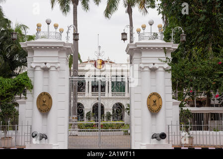 Pondicherry/Indien - 4. September 2019: Raj Nivas, die offizielle Residenz des Vizegouverneurs von Pondicherry in Indien Stockfoto