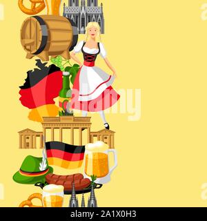 Deutsche nahtlose Muster. Deutschland nationale traditionelle Symbole. Stock Vektor