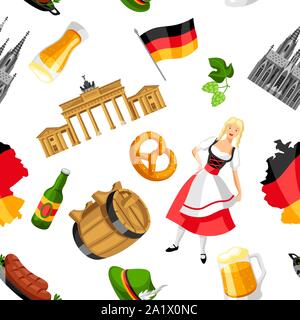 Deutsche nahtlose Muster. Deutschland nationale traditionelle Symbole. Stock Vektor