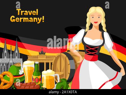 Deutschen Hintergrund Design. Deutschland nationale traditionelle Symbole. Stock Vektor
