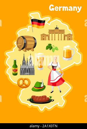 Deutschen Hintergrund Design. Deutschland nationale traditionelle Symbole. Stock Vektor