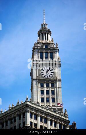 Clock Tower von der Wrigley building Chicago Illinois Vereinigte Staaten von Amerika Stockfoto