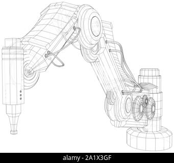 Industrial robot Manipulator. EPS 10-Format. Wire-Frame Vector erstellt von 3d. EPS 10-Format. Stock Vektor