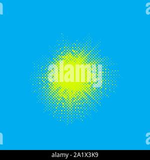 Gelb Retro Vintage Halftone Stil Hintergrund mit Sonnenstrahlen. Pop Art Design Textur. Star Explosion Template Stock Vektor
