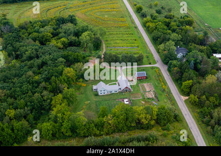 Luftaufnahme des einen Samen Farm in der Nähe von Madison, Wisconsin, USA. Stockfoto