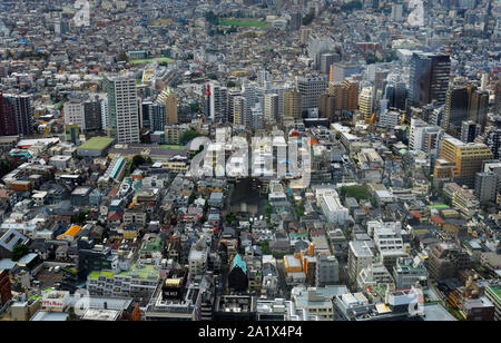 Panoramablick auf Tokio Metropole von der Aussichtsplattform des Tokyo Metropolitan Government Gebäudekomplex in Shinjuku. Stockfoto