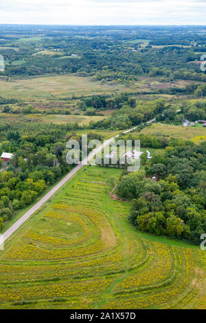 Luftaufnahme des einen Samen Farm in der Nähe von Madison, Wisconsin, USA. Stockfoto