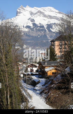 Aiguilles de Warens. Saint-Gervais-les-Bains en Hiver. Haute-Savoie. Frankreich. Stockfoto