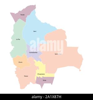 Bolivien Regionen Karte Stock Vektor
