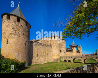 Carcassonne ist eine französische Stadt im Département Aude, in der Region von occitanie. Stockfoto