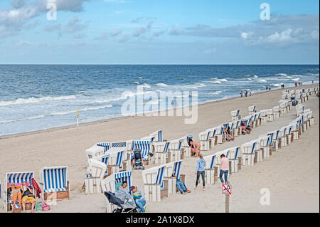 Strand mit Liegen (Kampen, Sylt, Deutschland); am Strand von Sylt in Kampen Stockfoto