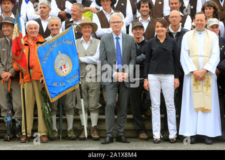 Fête des Guides du Val Montjoie. Anniversaire de la Firmen des Guides. 150 ans au Sommet. Saint-Gervais-les-Bains. Haute-Savoie. Frankreich. Stockfoto