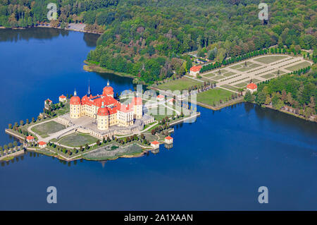 Luftaufnahme von Schloss Moritzburg, Sachsen - Deutschland Stockfoto