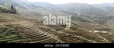 Longshen Reisterrassen in der Nähe von Guilin, Panorama Stockfoto