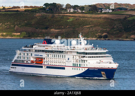 Crosshaven, Co Cork, Irland. 29. September 2019. Im vergangenen Mai die Expedition Cruise Ship, Hanseatic Natur dampft aus Cork Harbour in Cork, Irland, für die Azoren gebunden. - Gutschrift; David Creedon/Alamy leben Nachrichten Stockfoto