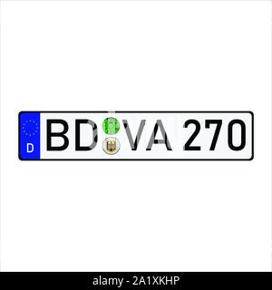 Deutsche Europäische Union Auto Nummernschild Kennzeichen Stock Vektor