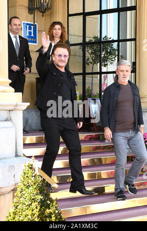 Bono an der Abafahrt des Hotel Maria Cristina an der 67th International Film Festival in San Sebastian/Festival Internacional de Cine de San Sebastián. San Sebastian, 28.09.2019 | Verwendung weltweit Stockfoto