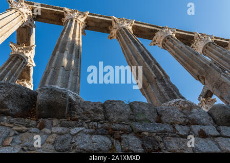 Blick auf den Diana-Tempel in Evora in Alentejo portugal Stockfoto