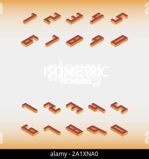 Eingestellt von isometrischen Zahlen orange. Vector Illustration. Stock Vektor