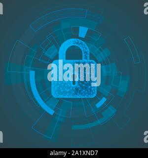 Polygonale lock Design. Digitale Daten schützen oder sichere Konzept. Sicherheit und Datenschutz. Vector Illustration Stock Vektor