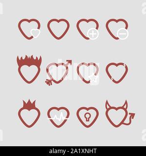 Herz Symbol gesetzt. Vektor romantische Symbole. Vector Illustration. Stock Vektor