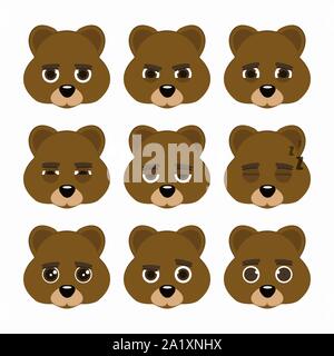 Der niedliche Bär Emoticons. Vector Illustration. Stock Vektor