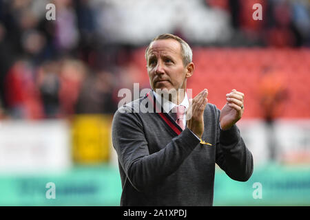 28. September 2019, das Tal, Charlton, England; Sky Bet Meisterschaft, Charlton vs Leeds United; Lee Bowyer Manager von Charlton Credit: Phil Westlake/News Bilder Stockfoto