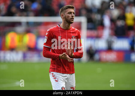 28. September 2019, das Tal, Charlton, England; Sky Bet Meisterschaft, Charlton vs Leeds United; Sam Feld (28) von Charlton Credit: Phil Westlake/News Bilder Stockfoto