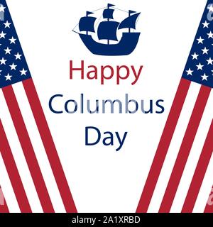 Happy Columbus Tag in Amerika. Flaggen auf weißem Hintergrund Stock Vektor