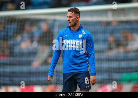 28. September 2019, Deepdale, Preston, England; Sky Bet Meisterschaft, Preston North End v Bristol City: Alan Browne (8) von Preston North End in warm-up Credit: Craig Milner/News Bilder Stockfoto