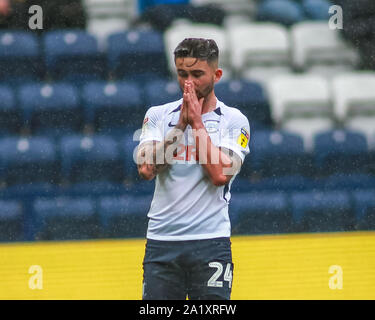 28. September 2019, Deepdale, Preston, England; Sky Bet Meisterschaft, Preston North End v Bristol City: Sean Maguire (24) von Preston North End enttäuscht nach seinem miss Credit: Craig Milner/News Bilder Stockfoto