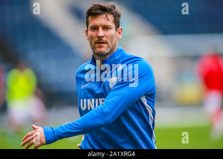 28. September 2019, Deepdale, Preston, England; Sky Bet Meisterschaft, Preston North End v Bristol City: David Nugent (35) von Preston North End in warm-up Credit: Craig Milner/News Bilder Stockfoto